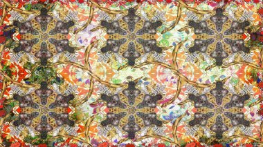 Paisleys zarif çiçek desenli arkaplan duvar kâğıdı çizimi klasik stil, modern 3D çizgili sanat eseri altın ve bej desenli çiçek yaprakları ve süslemeleri..