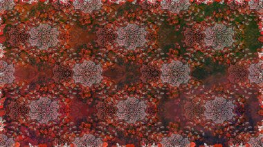 Tekstil, kumaş, kapaklar, duvar kağıtları, baskı, naylon, yapıştırma, örgü, dekupaj için çiçeksiz arkaplan. Küçük kahverengi çiçeklerdeki oldukça eski bir besin torbası deseni.