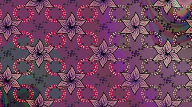 Moda baskıları için zarif bir şablon. Halk tarzı. Parlak renkli çiçekleri ve mor renkli yaprakları olan harika bir çiçek deseni. Modern çiçek arkaplanı.