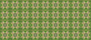 Yeşil, nötr ve bej renklerde altın element. Barok tarzında altın çiçekli süs. Doku arka planında altın duvar kâğıdı. Damask kusursuz yinelenen arkaplan.