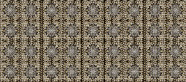 Süslü dekorasyon. Raster illüstrasyonu. Gri, kahverengi ve bej renkler üzerinde kusursuz deseni olan altın rengi soyut bir çiçek..