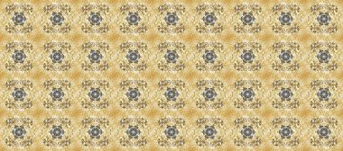 Altın elementlerle bej, nötr ve sarı renklerde kusursuz desen. Geleneksel oryantasyon süsü. Kusursuz klasik altın desen. Klasik vintage arkaplan.