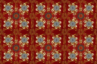 Kırmızı, kahverengi, gri ve altın elementli desenler. Lüks mobilyalar. Klasik mobilya tarzı. Altın kaplamalı kırmızı, kahverengi ve gri zemin. Küçük bir alan derinliği. Kusursuz ahşap oymacılığı