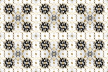 Duvar kâğıdı barok, İspanyol kumaşı. Kusursuz raster arka plan. Tarafsız, beyaz ve bej renklerde grafiksel, kusursuz desen. Kusursuz çiçek deseni.