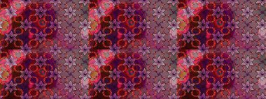 Kumaş desenli papatya çiçeği detayı. Mor renkte çiçekler.