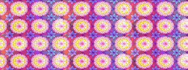 Düz Çiçek Elementleri Tasarımı. Pembe renkli çiçekler. Renkli Bahar Teması eskiz kalıbı. Raster illüstrasyonunda çiçek deseni çizimi.