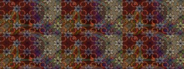 Çiçekli karalama şeklinde Raster çiçek deseni. Kahverengi renkli çiçekler. Nazikçe, güzel çiçek arkaplanı..