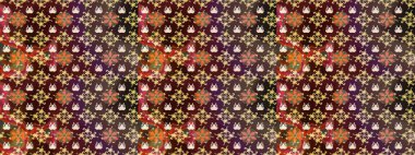 Raster düz çiçek çizim deseni. Hediye ambalaj kağıdı, tebrik kartları, posterler ve pankart tasarımı. Kahverengi renkte çiçekler.