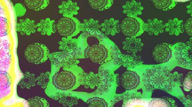 El çizimi, soyut ve süslü elementler. Klasik çiçekler. Yaz çiçekleri teması. Yeşil renkler. Suluboya resim taklit Raster illüstrasyonu.