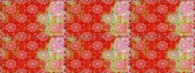 Bahar çiçekli, dikişsiz, sevimli çiçek deseni. Raster illüstrasyonu. Güzel kumaş deseni.