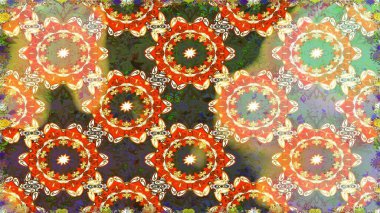 Kusursuz oryantal klasik altın desen. Turuncu renklerde altın yinelenen elementlerle Raster soyut arka planı.