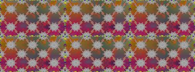 Raster Çiçek İllüstrasyonu güzel tekstil. Gri renkli etnik çiçeklerle kusursuz bir desen..