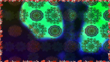 Raster düz çiçekleri pürüzsüz desen. Yeşil renkli çiçekler. Tasarım hediye paketi, tebrik kartları, posterler ve afiş tasarımı.