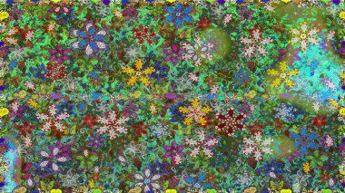 Sevimli, pürüzsüz desenli, küçük çiçekli, klasik tarzda. Raster illüstrasyonu. Kumaş, duvar kağıdı ve kağıt üzerine baskı yapmak için gelişen arka plan. Moda arka planında parlak buketler.