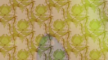 Renkli unsurlarla hareketli arka plan görüntüleri. Çiçekler. Eski model. Bayrak tarzı. Video kaydı. Şablon. Döngü. Kusursuz..