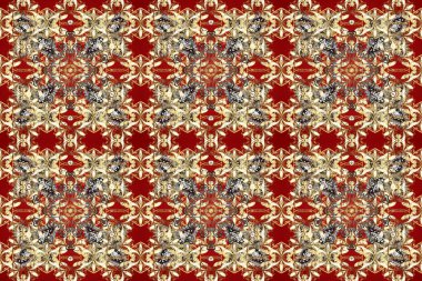 Raster altın pürüzsüz desen. Altın renkli bej, kahverengi ve kırmızı renklerde altın desenler. Arkaplan, kumaş, altın duvar kağıdı. Düz elle çizilmiş vintage koleksiyonu.