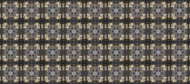 Gri, kahverengi ve bej renklerde, altın elementlerle kusursuz klasik desen. Noel, kar tanesi, yeni yıl. Gri, kahverengi ve bej renklerdeki altın pürüzsüz desen altın elementlerle.