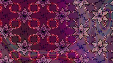 Mor renklerde. Raster illüstrasyonu. 3D çiçekler, çizim.