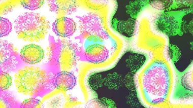 Düz Çiçek Elementleri Tasarımı. Renkli Bahar Teması eskiz kalıbı. Yeşil renkli çiçekler. Çiçekli çiçek deseni, suluboya. Raster illüstrasyonu.