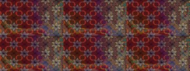 Raster illüstrasyonundaki çiçek desenli çizim. Kahverengi renkli çiçekler. Renkli Bahar Teması eskiz kalıbı. Düz Çiçek Elementleri Tasarımı.