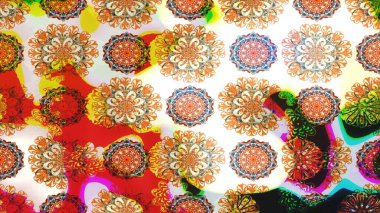 Düz Çiçek Elementleri Tasarımı. Bej renkli çiçekler. Renkli Bahar Teması eskiz kalıbı. Güzel çiçek deseni..