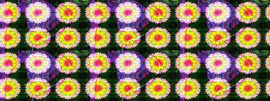 Sevimli çiçek raster deseni. Renkli Yaz Temalı eskiz kalıbı. Sarı renkli çiçekler. Düz Çiçek Elementleri Tasarımı.