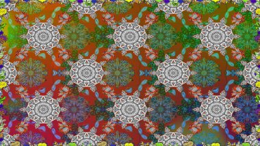 Raster illüstrasyonunda kusursuz çiçek deseni. Suluboya tarzında kahverengi renkte çiçekler.