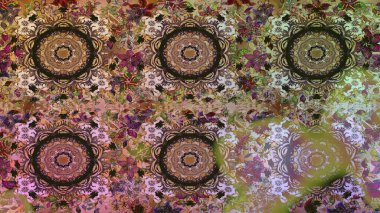 Kusursuz altın desen. Kahverengi renklerde altın desenler ve altın elementler. Raster doğulu süsü.