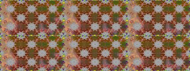 Kahverengi renklerde etnik çiçeklerle kusursuz bir desen. Raster Çiçek İllüstrasyonu güzel tekstil..