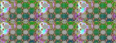 Tekstil için dikişsiz suluboya desen. Elle çizilmiş çiçek deseni (fayans). Sevimli çiçekleri, desenleri, yeşil renkleri olan renksiz desenler..