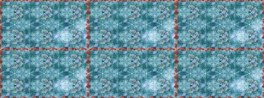 Raster illüstrasyonu. Mavi renkli mavi papatya deseni. Mavi renklerde.