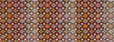 Tropik çiçek desenleri. Raster illüstrasyonu. Kahverengi renkte çiçekler.