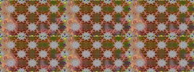 Kahverengi renklerde etnik çiçeklerle kusursuz bir desen. Raster Çiçek İllüstrasyonu güzel tekstil..