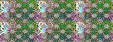 Tekstil için dikişsiz suluboya desen. Elle çizilmiş çiçek deseni (fayans). Sevimli çiçekleri, desenleri, yeşil renkleri olan renksiz desenler..