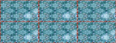 Raster illüstrasyonu. Mavi renkli mavi papatya deseni. Mavi renklerde.