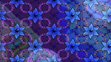 Arkaplan dokusu, duvar kağıdı, mavi renkli çiçek teması. Kabile sanatı boho baskısı, klasik çiçek arkaplanı. Soyut etnik raster çizim kalıbı.