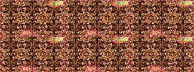 Kahverengi renkler üzerinde klasik oryantal desen. Geleneksel raster ve altın desen. Damask pürüzsüz süsü.