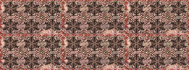 Raster illüstrasyonu. Süslü dekorasyon. Damask altın soyut çiçek kahverengi renklerde pürüzsüz desen.