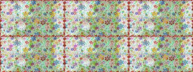 Raster illüstrasyonu. Çiçek süsü ile kusursuz desen. Tarafsız renklerde çiçekler.