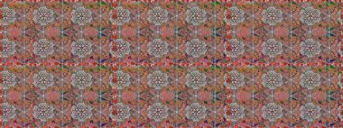 Kahverengi üzerine kahverengi. Çiçekli ipek eşarp. El çizimi çiçek unsurları olan soyut, dikişsiz raster deseni. Retro tekstil tasarım koleksiyonu. 1950 'ler-1960' lar motifleri.