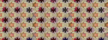 Sevimli çiçek raster deseni. Bej renkli çiçekler. Renkli Bahar Teması eskiz kalıbı. Düz Çiçek Elementleri Tasarımı.