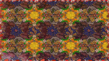 Sevimli çiçek raster deseni. Düz Çiçek Elementleri Tasarımı. Kahverengi renkli çiçekler. Renkli Bahar Teması çizim şablonu.