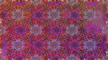 Raster illüstrasyonu. 3 boyutlu çiçekler, pürüzsüz. Mor renklerde.