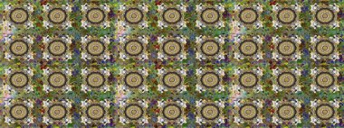 Davetiyeler, kartlar, web sayfası için Raster illüstrasyon. Doğu tarzı element. Altın desenli çiçek dekoru. Gri renklerdeki altın element. Çizgi sanatı tasarım şablonu için sınırsız sınır.