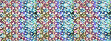 Retro tekstil tasarım koleksiyonu. 1950-1960 motifleri. El çizimi çiçek unsurları olan soyut çizim raster deseni. Çiçekli ipek eşarp. Mavi maviye.