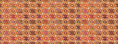 Klasik klasik klasik arka plan. Kusursuz klasik raster turuncu ve altın desenli. Geleneksel oryantasyon süsü.