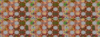 Kabile sanatı boho baskısı, klasik çiçek arkaplanı. Soyut etnik raster kusursuz desen. Arkaplan dokusu, duvar kağıdı, kahverengi renkli çiçek teması.