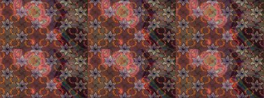 Hediye ambalaj kağıdı, tebrik kartları, posterler ve pankart tasarımı. Kahverengi renkli çiçekler. Raster düz çiçek çizim deseni.