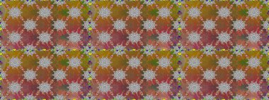 Kusursuz desen. Hint süsü. Çiçek duvar kağıdı. Kahverengi renklerde. Raster illüstrasyonu. Renkli süs kenarı.