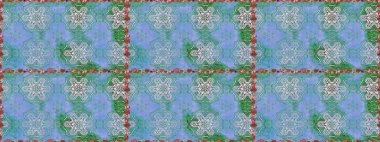 Sevimli çiçek raster deseni. Mavi renkli çiçekler. Renkli Yaz Temalı Kusursuz Arkaplan. Düz Çiçek Elementleri Tasarımı.